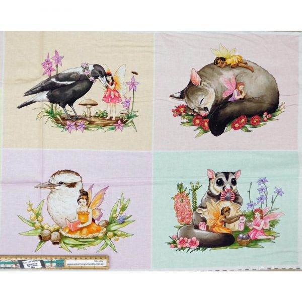 Patchwork Quilting Sewing Fabric Little Aussie Fairy Friends Panel 50x110cm