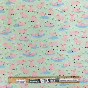 Quilting Patchwork Sewing Fabric Countryside Pigs Allover 50x55cm FQ