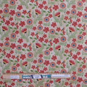 Quilting Patchwork Sewing Fabric Stitchy Birds Floral Allover 50x55cm FQ