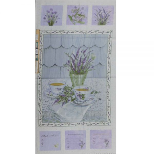 Patchwork Quilting Sewing Fabric Lavender Garden Panel 62x110cm