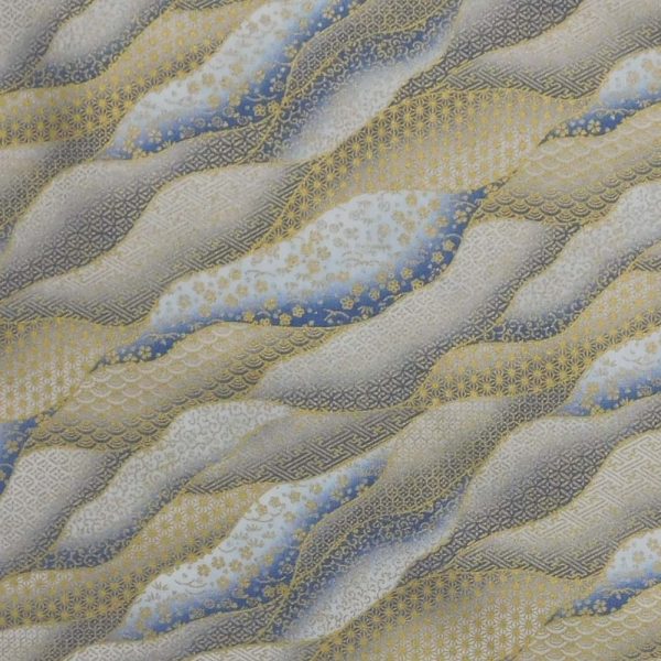 Quilting Patchwork Sewing Fabric Japanese Imperial Gold Grey 50x55cm FQ