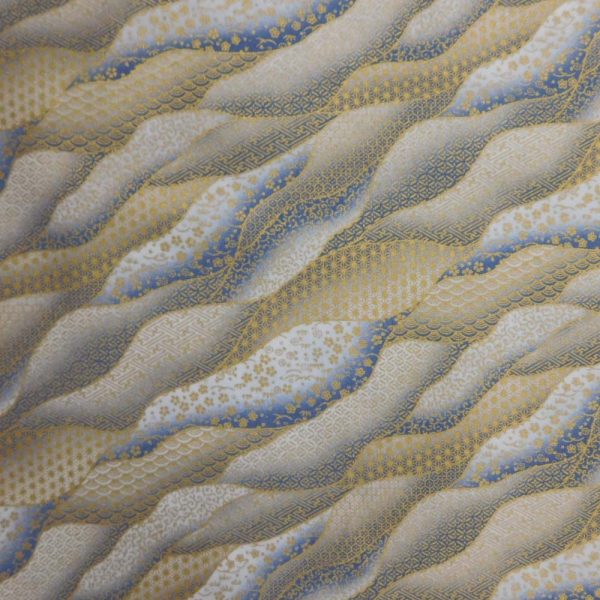 Quilting Patchwork Sewing Fabric Japanese Imperial Gold Grey 50x55cm FQ