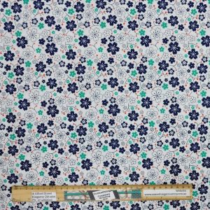 Patchwork Quilting Sewing Fabric Kyoto Navy Flowers 50x55cm FQ
