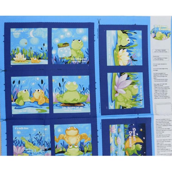 Patchwork Quilting Sewing Fabric Frog Pond Book Panel 91x110cm