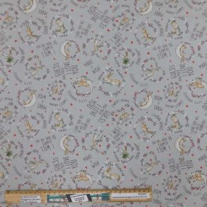 Quilting Patchwork Fabric Guess How Much I Love You Grey 50x55cm FQ