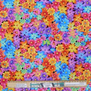Quilting Patchwork Sewing Fabric Rainbow Floral 50x55cm FQ