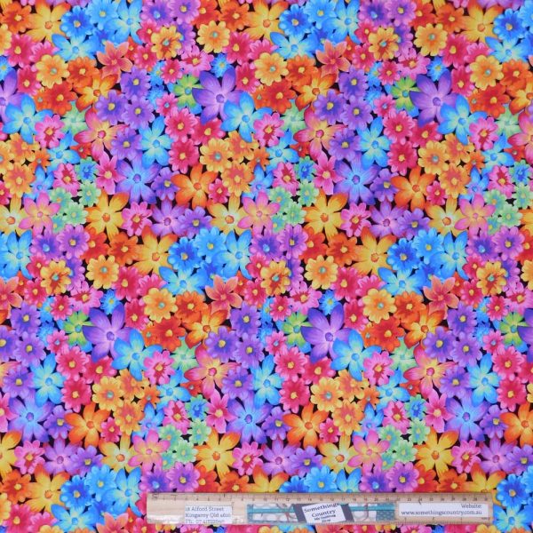 Quilting Patchwork Sewing Fabric Rainbow Floral 50x55cm FQ