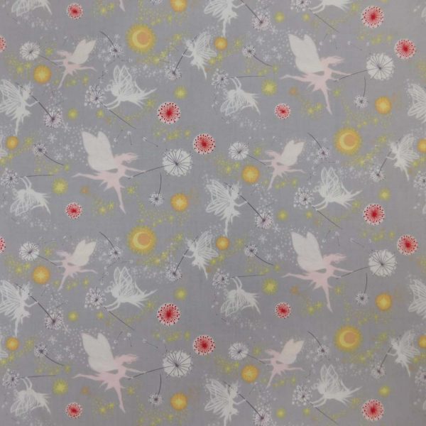 Quilting Patchwork Sewing Fabric Fairy Garden Grey 50x55cm FQ