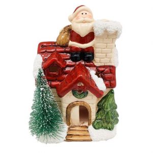 Christmas Santa Claus House with Chimney Ornament Standing