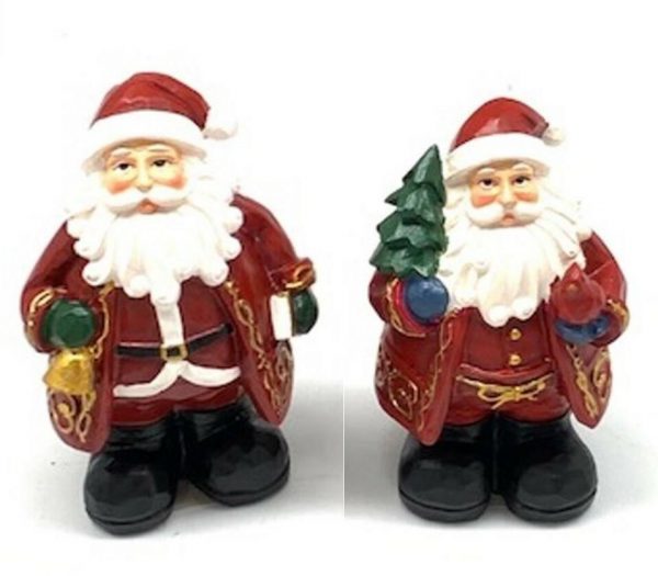 Christmas Santa Clause Resin Ornaments Standing Set of 2