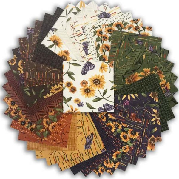 Moda Quilting Patchwork Charm Pack Sunflower Garden 5 Inch Fabrics