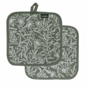 Ladelle Oven Pot Holders Wildflower Sage Set of 2 Padded
