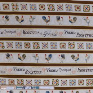 Patchwork Quilting Fabric French Rooster Border Half Meter Cut 50x110cm