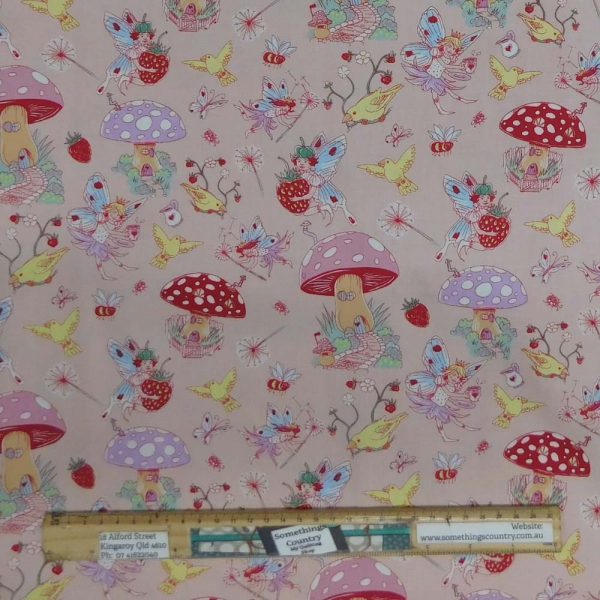 Quilting Patchwork Sewing Fabric Fairy Garden Pink 50x55cm FQ