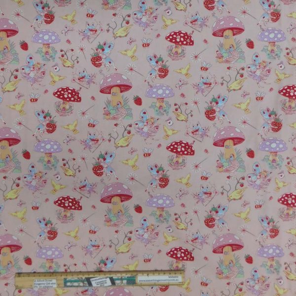 Quilting Patchwork Sewing Fabric Fairy Garden Pink 50x55cm FQ