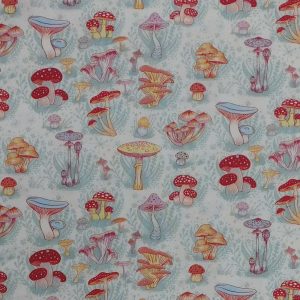 Quilting Patchwork Sewing Fabric Fairy Garden Mushrooms 50x55cm FQ