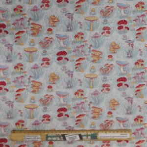 Quilting Patchwork Sewing Fabric Fairy Garden Mushrooms 50x55cm FQ