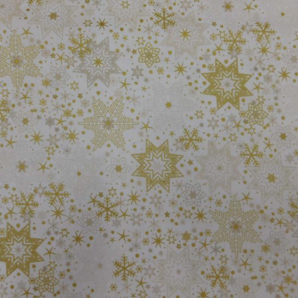Quilting Patchwork Sewing Fabric Xmas Star Sprinkle Cream 50x55cm FQ