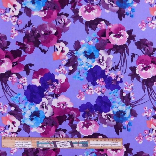 Quilting Patchwork Sewing Fabric Purple Floral B 50x55cm FQ