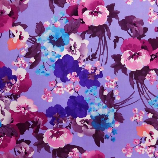 Quilting Patchwork Sewing Fabric Purple Floral B 50x55cm FQ
