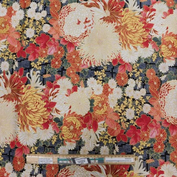 Quilting Patchwork Sewing Fabric Imperial Camellias 50x55cm FQ