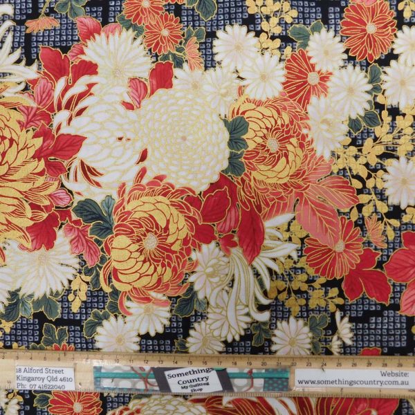 Quilting Patchwork Sewing Fabric Imperial Camellias 50x55cm FQ