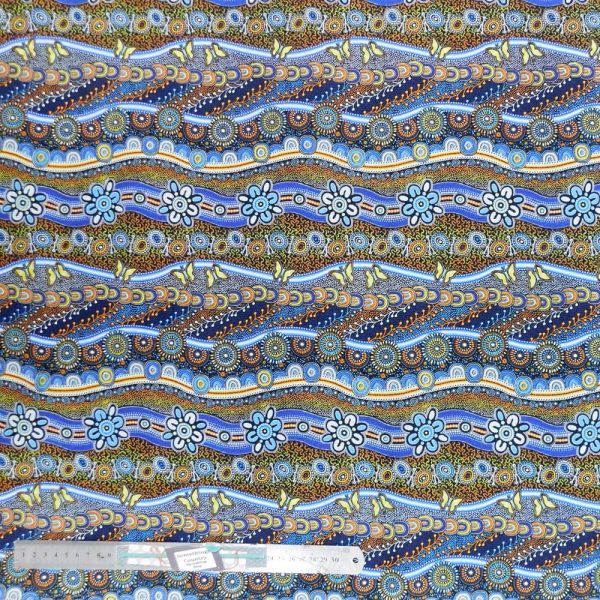 Quilting Patchwork Sewing Fabric Pannotia Rivers Blue 50x55cm FQ