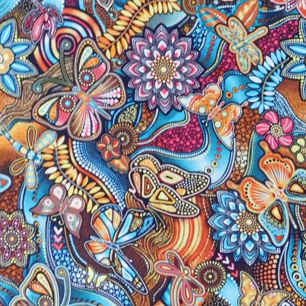 Quilting Patchwork Sewing Fabric Pannotia Butterfly Teal 50x55cm FQ