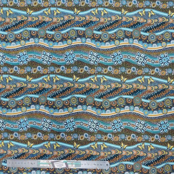 Quilting Patchwork Sewing Fabric Pannotia Rivers Teal 50x55cm FQ