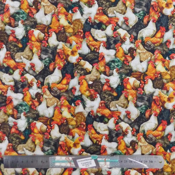 Quilting Patchwork Sewing Fabric Chickens Packed 50x55cm FQ
