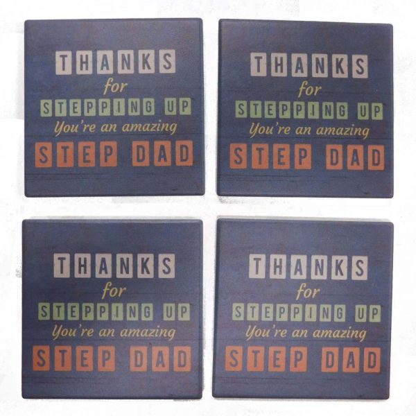 Country Kitchen Ceramic Coasters Fathers Day Step Dad Set 4