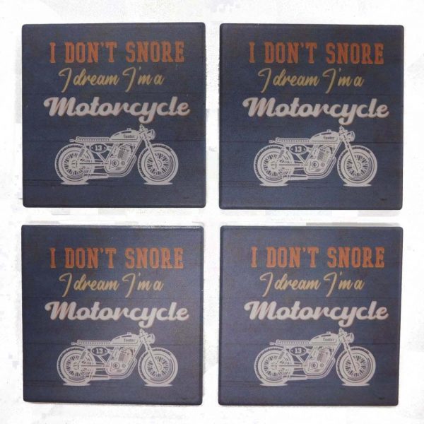 Country Kitchen Ceramic Coasters Fathers Day Motorcycle Set 4
