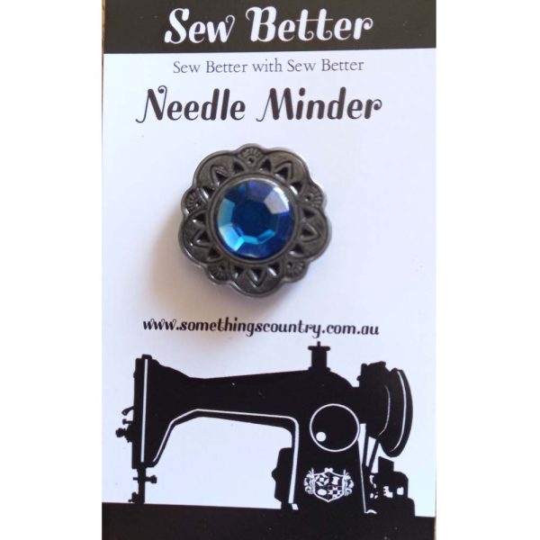 Sew Better Cross Stitch Needle Minder Keeper Blue Gem Magnet