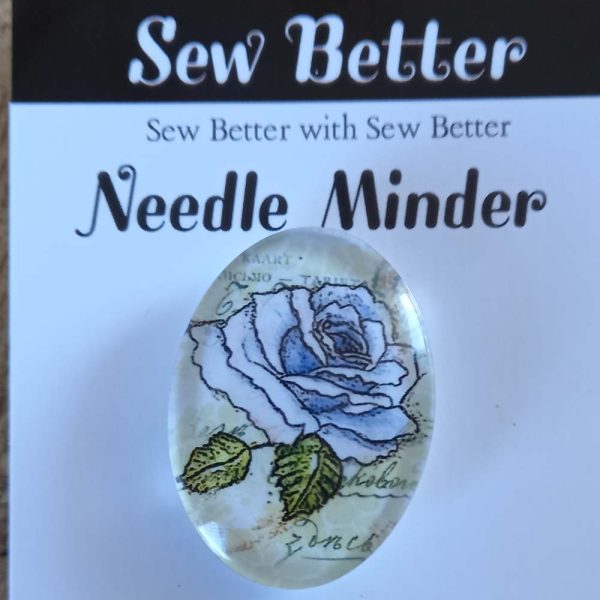 Sew Better Cross Stitch Needle Minder Keeper Blue Rose Magnet