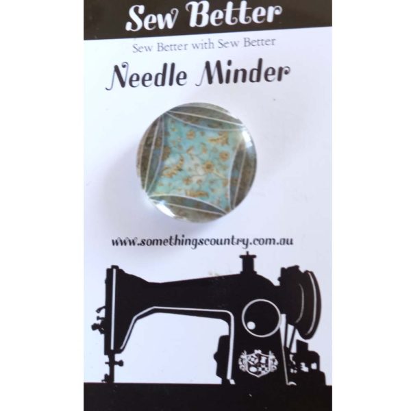 Sew Better Cross Stitch Needle Minder Keeper Blue Floral Magnet