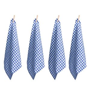 Country Kitchen Dining Table Napkin Blue Gingham 45x45cm Pack 4