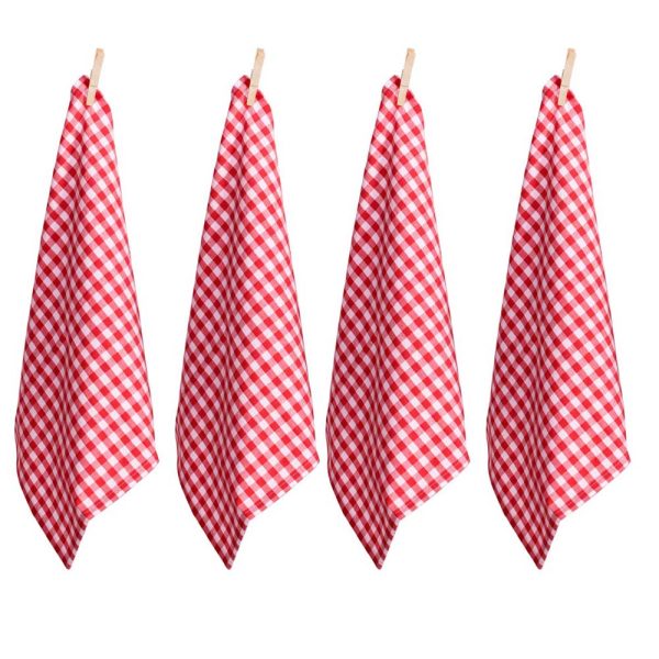 Country Kitchen Dining Table Napkin Red Gingham 45x45cm Pack 4