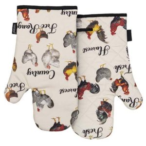 Ladelle Kitchen Oven Gloves Heartland Chickens Set of 2 Padded