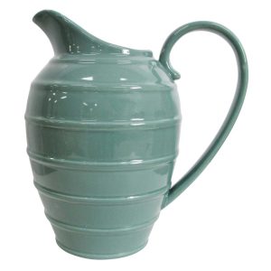 French Country Farmhouse Kitchen Ribbed French Green Large China Jug