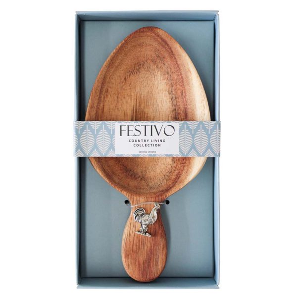 French Country Kitchen Wooden Serving Spoon Scoop Rooster