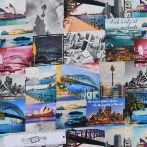 Patchwork Quilting Sewing Fabric Sydney Sights Collage 50x55cm FQ New Material