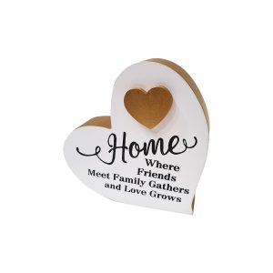 Country Wooden Farmhouse Sign Home Friends Gather Heart Plaque
