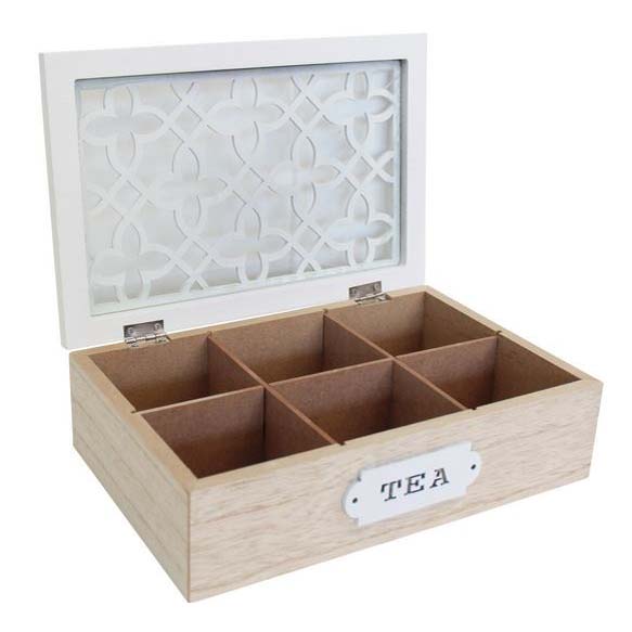 French Country Tea Bag Box Rectangle Tillie White Teabag Holder