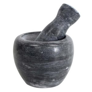 French Country Kitchen Cooking Black Marble Mortar and Pestle Medium