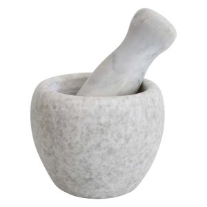 French Country Kitchen Cooking White Marble Mortar and Pestle Medium