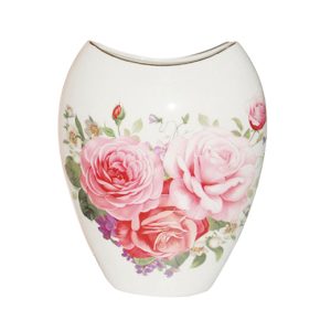 Elegant Ceramic Country Chic Pink Rose Flowers Vase