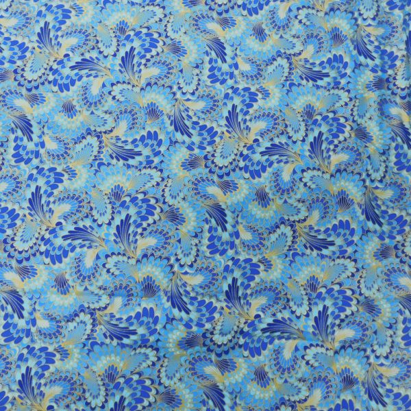 Quilting Patchwork Sewing Fabric Royal Plumage Blue 50x55cm FQ