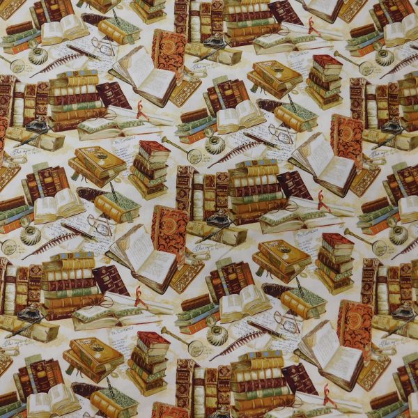 Quilting Patchwork Sewing Fabric The Library Books 50x55cm FQ