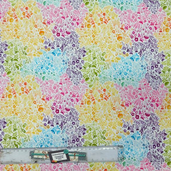 Quilting Patchwork Sewing Fabric Rainbow Floral Patch 50x55cm FQ