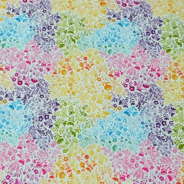 Quilting Patchwork Sewing Fabric Rainbow Floral Patch 50x55cm FQ